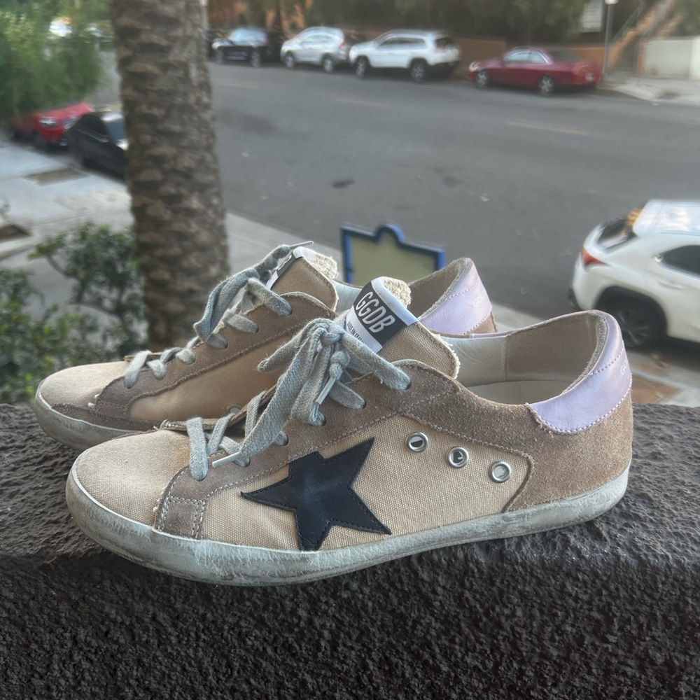 Beige pink golden goose barely worn